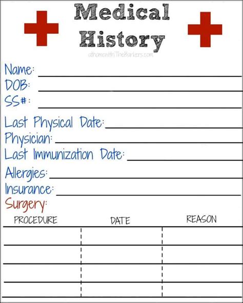 Medical History Free Printable At Home With The Barkers