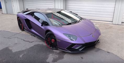 Chrome Red Lamborghini Aventador S Turns Matte Purple In Amazing Wrap