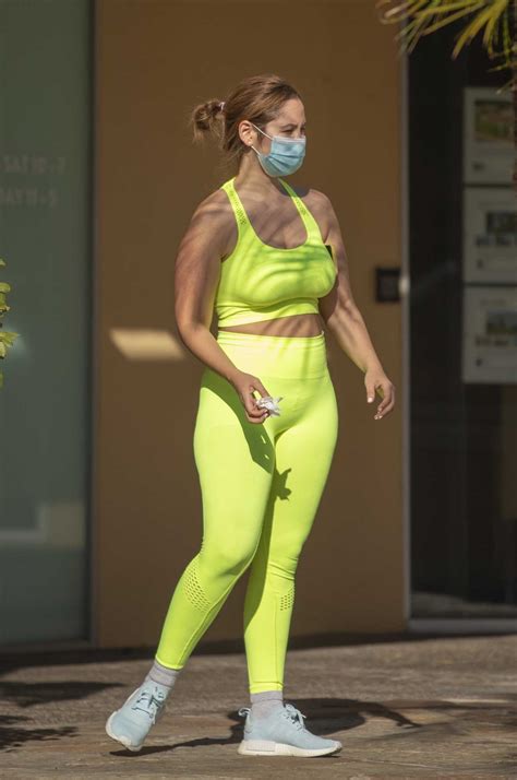 Catherine Paiz In A Neon Green Workout Ensemble Was Seen Out In