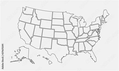 Usa Map Outline United States Vector Blank Map Us Line Map Template