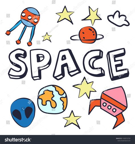 Astronaut Space Doodle Vector Illustration Stock Vector Royalty Free