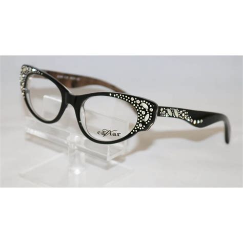 Caviar M5591 C 24 Black Genuine Austrian Crystal Cat Eye Eyeglasses