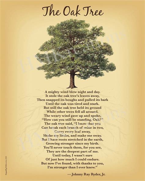 Inspirational Oak Tree Poem Wall Art Print Digital Tree Etsy España