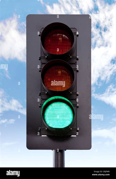 Traffic Light On Green Go Sign Stock Photo Alamy