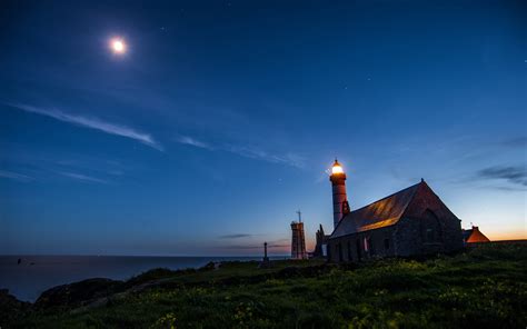 Fondos De Pantalla 1920x1200 Px Césped Faro Luz De La Luna Noche