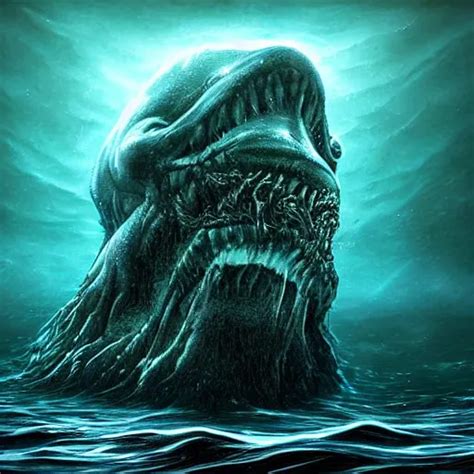 Monster In The Deep Dark Sea Thalassophobia Stable Diffusion