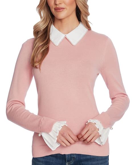 Cece Women S Peter Pan Collar Pullover Long Sleeve Sweater Macy S