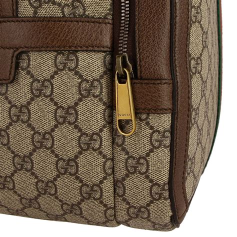 Gucci Ophidia Gg Supreme Leather Backpack With Web Band Beige