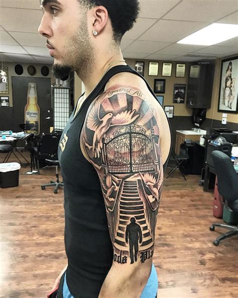 He is the youngest ball among all the other ball brothers; Amazing artist Herchell L C | Heaven tattoos, Chest piece tattoos