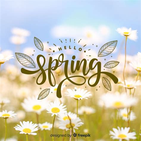 Photographic Hello Spring Background Free Vector