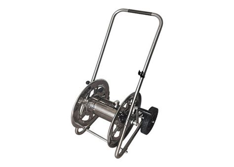 Configure for parallel or perpendicular use. Stainless Steel Metal Hose Reel Cart , Garden Hose Reel ...