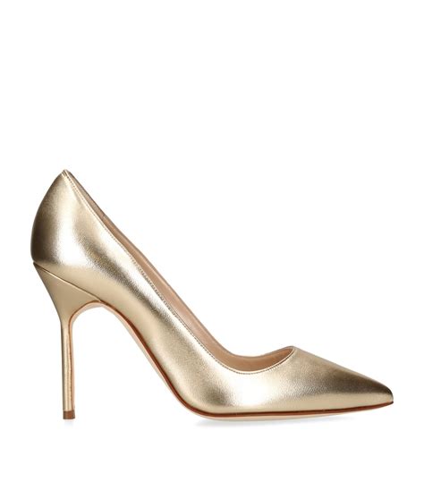 Womens Manolo Blahnik Gold Leather BB Pumps 105 Harrods CountryCode