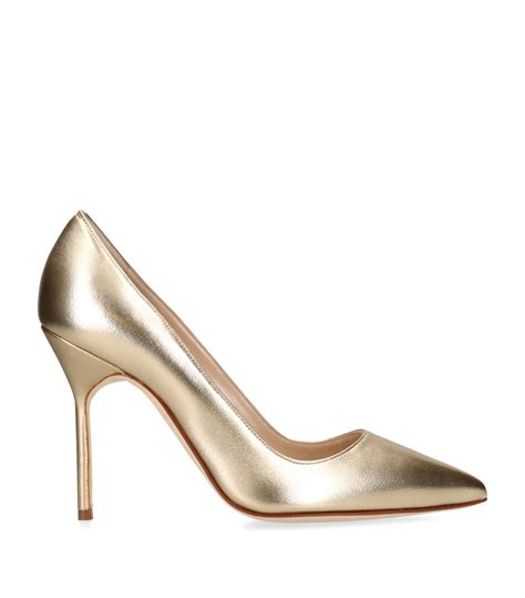 Womens Manolo Blahnik Gold Leather BB Pumps Harrods UK