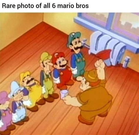 a picture of all 6 mario bros from the 90 s super mario super mario art mario memes funny