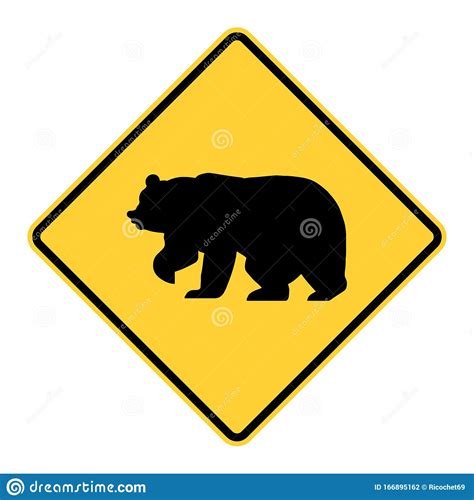 Bear Warning Sign Yellow Predator Hazard Attention Symbol Dang
