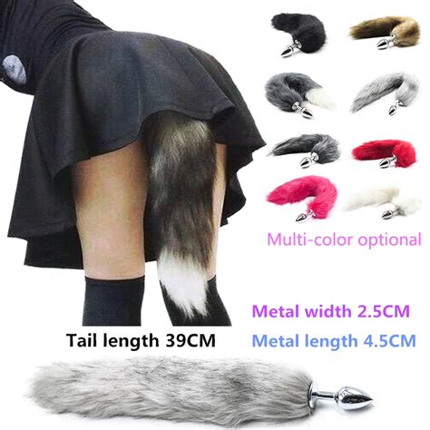 Erotic Accessories Adult Games Butt Plug Stainless Steel Faux Fox Tail Anus Sex Toys For Women