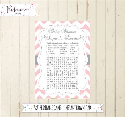 Baby Shower Wordsearch Game In Spanish Baby Shower In Spanish Etsy