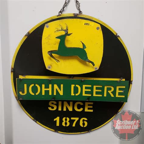 John Deere Metal Sign Raised Welded 22 34dia