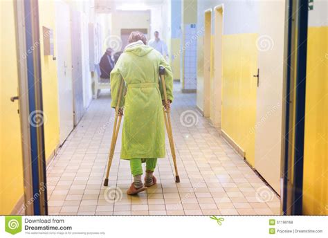 Woman With Crutches Stock Photo Image Of Help Injury