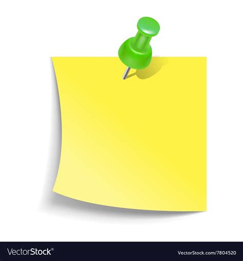 Note Paper With Push Pin Icon Realistic Style Vector Image