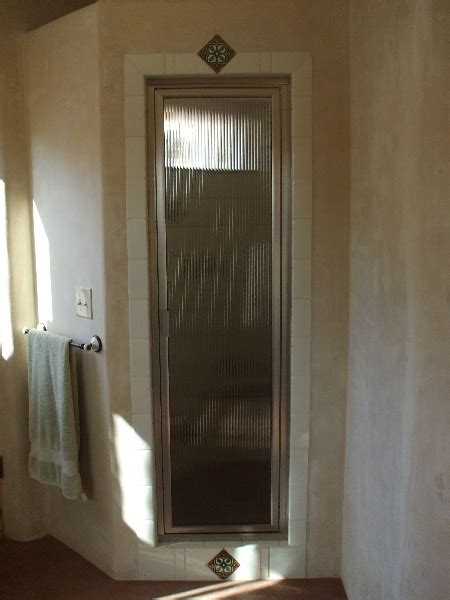 Purchase your rectangle steam shower & whirlpool tub enclosure with massage jets 64 ¾ x 32 ¾ today! custom-framed-steam-shower-enclosure-with-narrow-reeded ...
