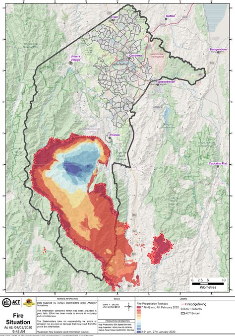 Fire Spread Map Of Orroral Valley Fire Act Emergency Services Agency