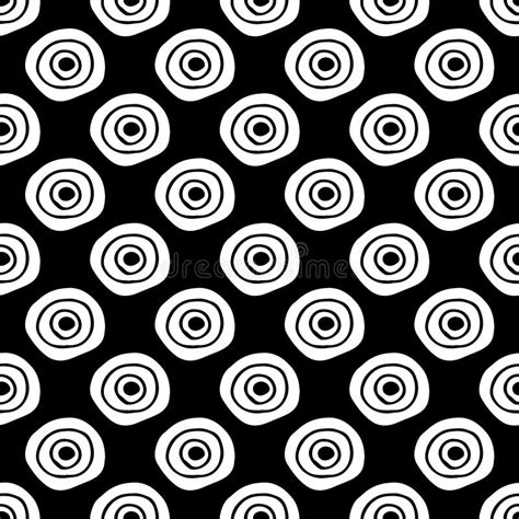 Abstract Seamless Pattern With Hand Drawn Circle Doodles On Black