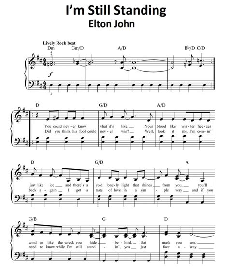 Im Still Standing Elton John ♫ Piano Sheet Music Free Sheet Music