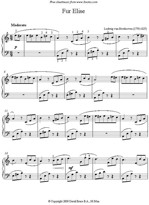 Related sheet music you may also like. Beethoven - Fur Elise sheet music for Piano - 8notes.com