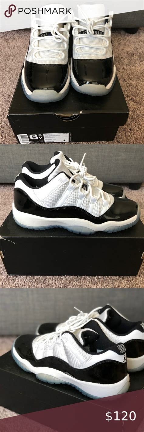 Style code besides being a beautiful shoe, the air jordan 11 (xi) features specs that include a carbon fiber spring plate, ballistic nylon uppers, a rubber outsole with herringbone traction pattern, quick lace system, carbon fiber sheath and air sole. Air Jordan 11 Retro Low white/black-concord in 2020 | Air ...