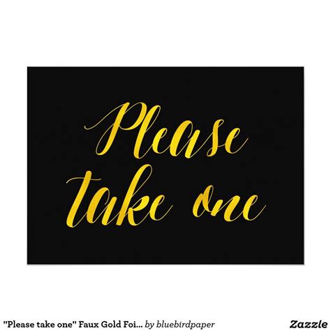 Please Take One Faux Gold Foil Chic Wedding Sign Chic Wedding