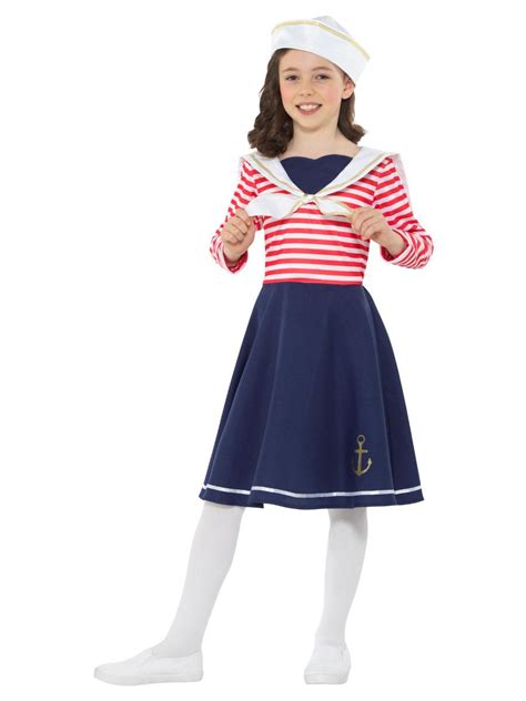 Kids Sailor Girl Costume Blue And White