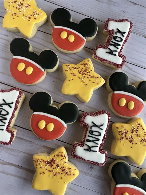 Mickey Mouse 1st Birthday Royal Icing Decorated Sugar Cookies Mc