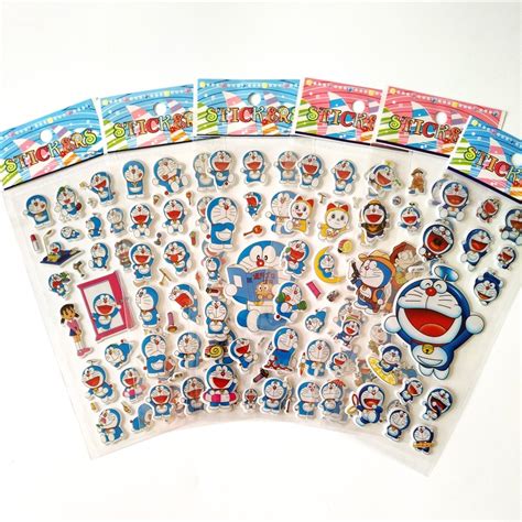 60 Sheets Anime Doraemon Stickers 3d Doraon Machine Cat Puffy Stickers