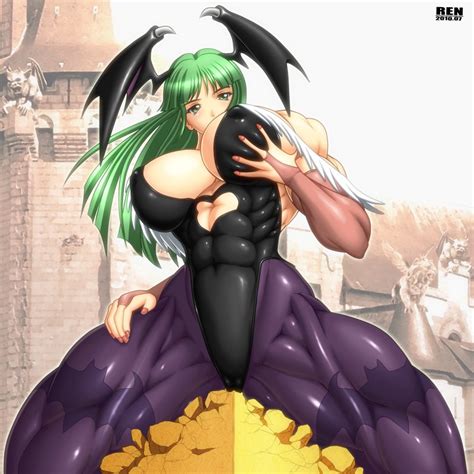 Ren Tainca2000 Morrigan Aensland Capcom Vampire Game Hand On Thigh Stone 1girl Abs