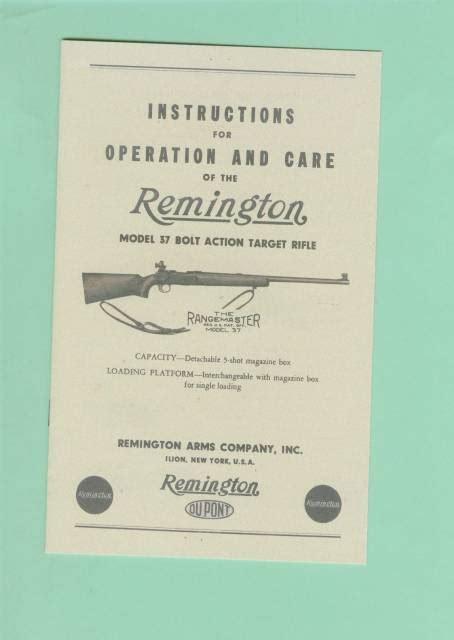 Remington Factory Instruction Manual Repro For Sale At Gunauction