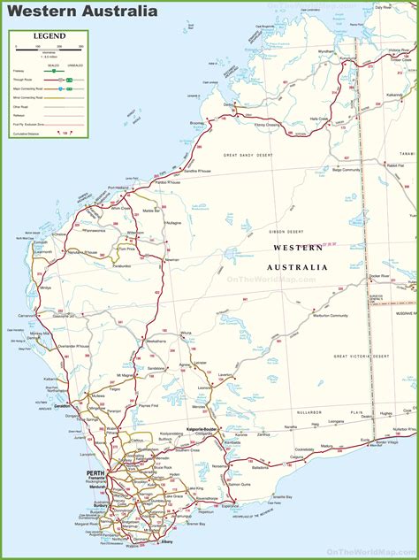 Large Detailed Map Of Western Australia With Cities And Towns Western