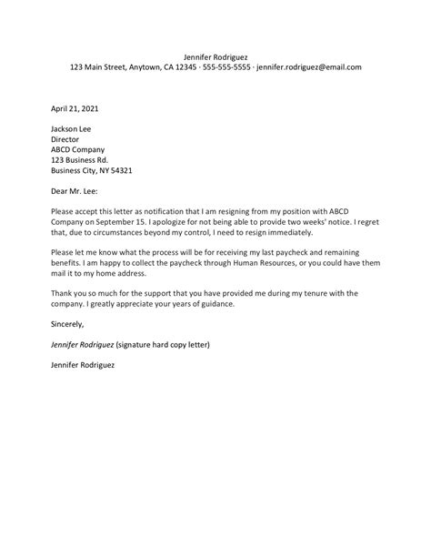 Explore Our Example Of Resignation Letter Without Notice Template The