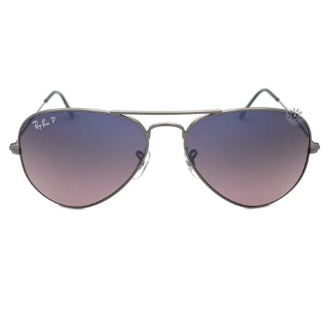 Ray Ban Rb3025 004 77 Aviator Polarized Sunglasses Gunmetal Blue Pink Gradient 55mm