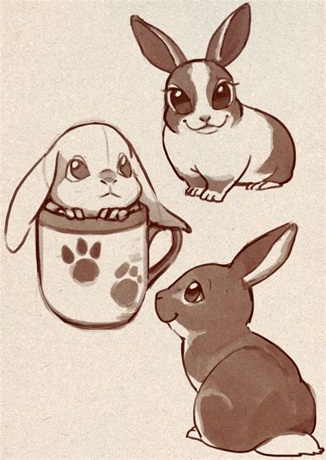 Cute Animal Rabbit Drawing Dogs And Cats Wallpaper