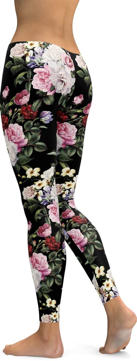 colorful roses leggings rose leggings black floral leggings floral print leggings