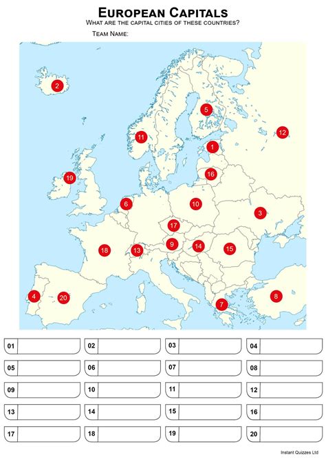 Nice Map Of Europe Capitals Quiz Europe Map Europe Europe Facts