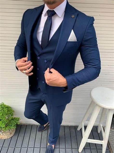 Men Navy Blue Suit Summer Wedding Suit Groom Wear Suit Beach Etsy