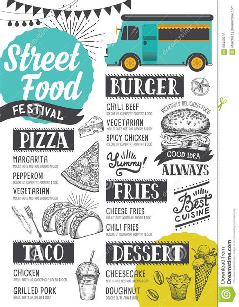 Street Food Menu Design Template Stock Vector Illustration Of