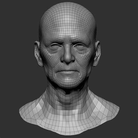 Low Poly Photo Realistic Old Man Face Head 3d Model