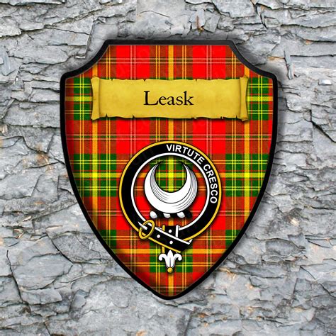 Leask Shield Plaque With Scottish Clan Coat Of Arms Badge On Etsy