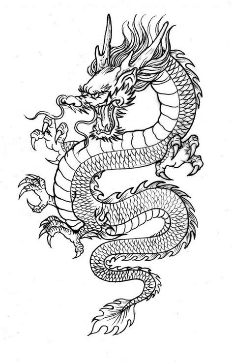 Illustration Art Black Chinese Dragon Dragon Tattoo Drawing Dragon