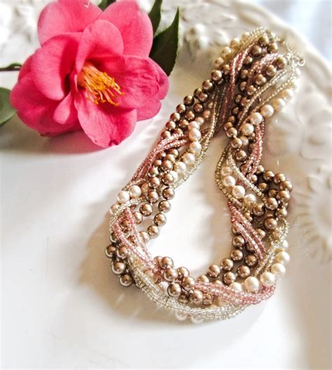 Braided Statement Necklace Bridal Pearl Jewelry Chunky Pearl Etsy