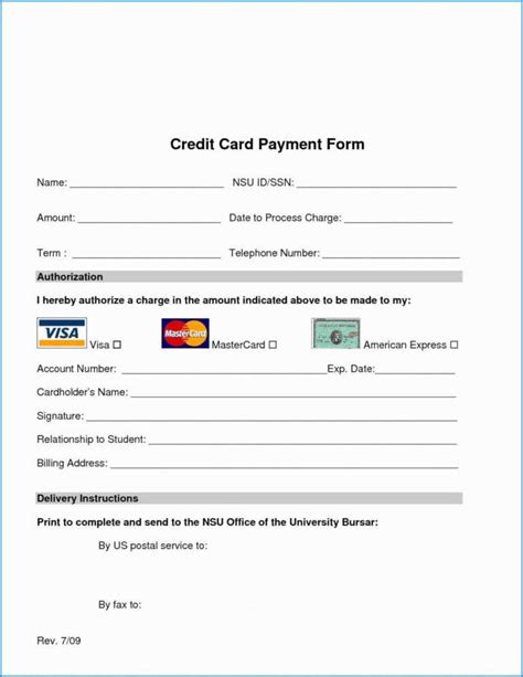 Credit Card Billing Authorization Form Template
