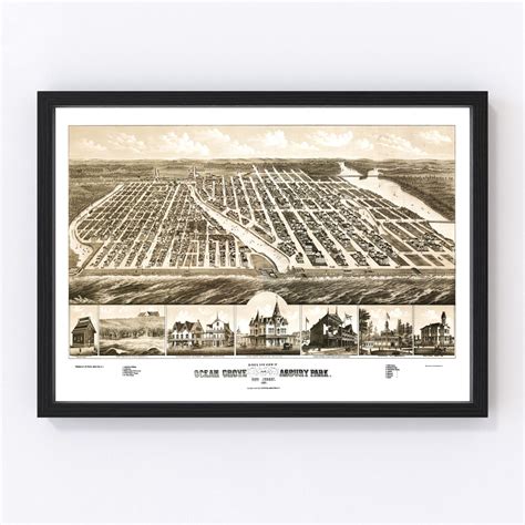 Vintage Map Of Ocean Grove New Jersey 1881 By Teds Vintage Art